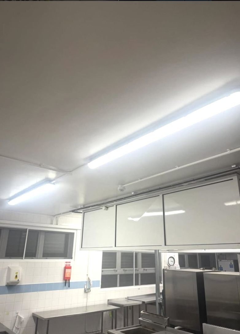 LED battens in a commercial kitchen